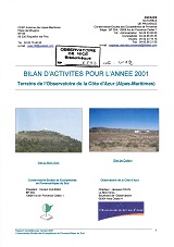 OCA NI 006793 W72 CEEP Bilan DTIVITES 2001 TERRAINS DE L OCA 1